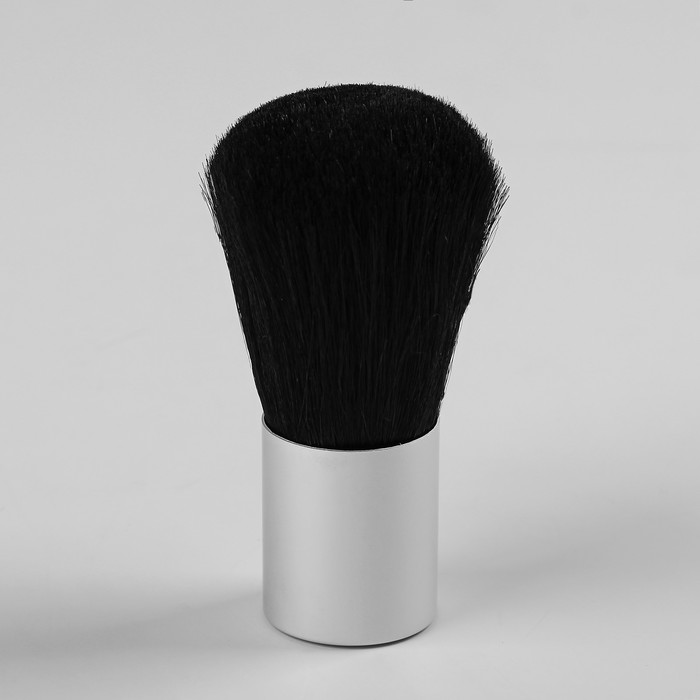 Кисть для макияжа/пудры и румян "Кабуки", натуральный волос, цвет чёрный/серебристый