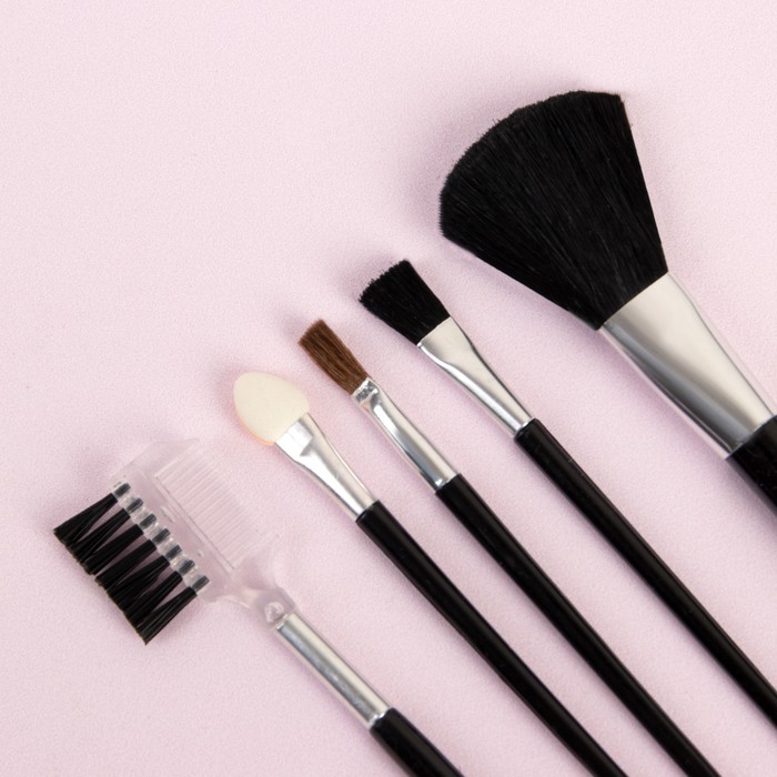 Набор кистей для макияжа, 5 предметов, 13*6,5*1см, цвет чёрный