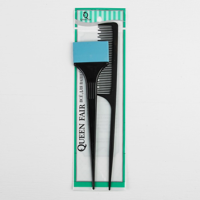 Набор расчесок №11 2пр (с хвостиком кисть д/покрас) 24*5,3(±1)см чёрный пакет QF
