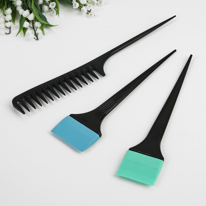 Набор расчесок №13 3пр (с хвостиком кисть д/покраски) 21*4,5(±1)см чёрный пакет QF