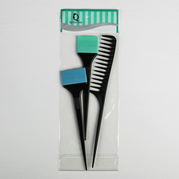 Набор расчесок №13 3пр (с хвостиком кисть д/покраски) 21*4,5(±1)см чёрный пакет QF