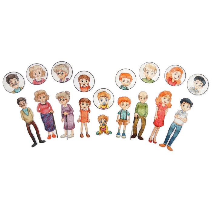 Дидактический набор с игровым полем "Семья", 18 деталей