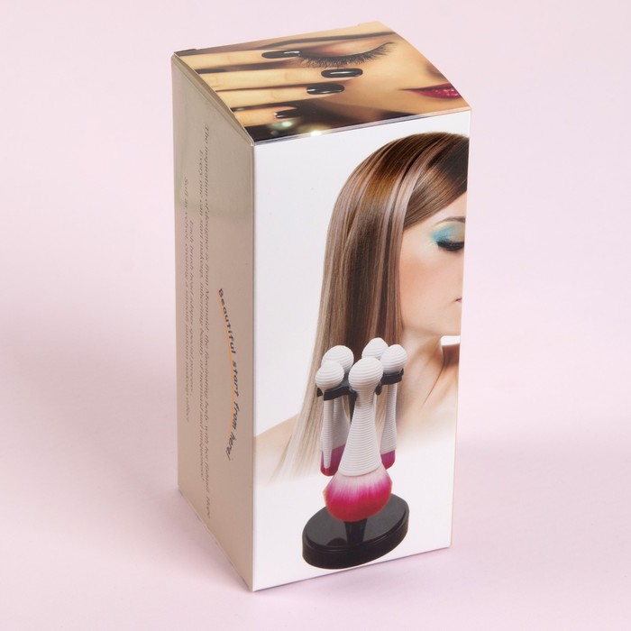 Набор кистей для макияжа, на подставке, 5 предметов, цвет МИКС