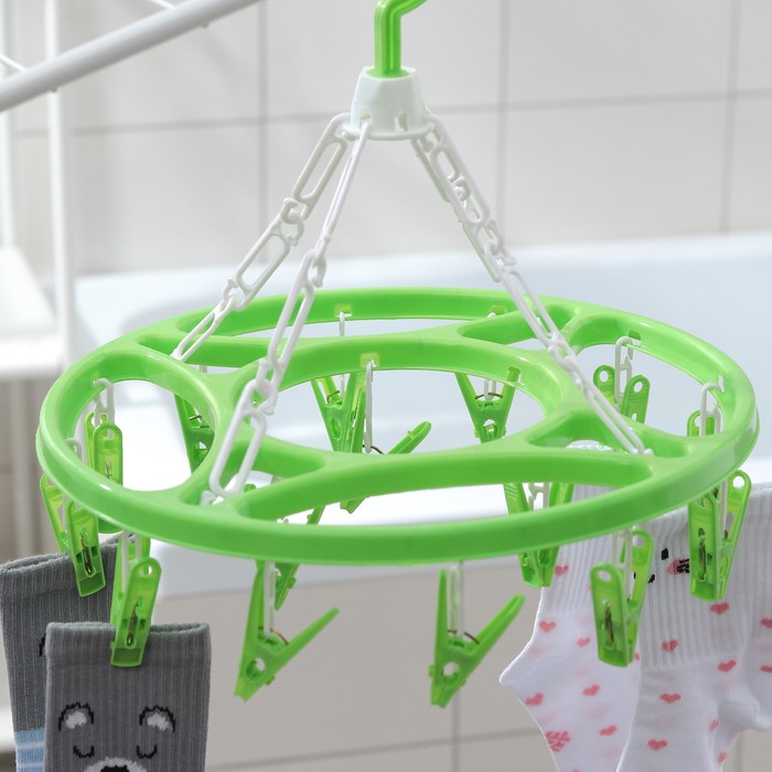 Сушилка для белья подвесная круглая 15 прищепок, 29,5х29,5см, цвет МИКС