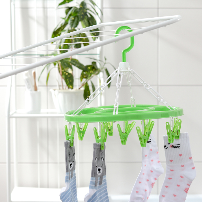 Сушилка для белья подвесная овальная 12 прищепок, 32х25см, цвет МИКС