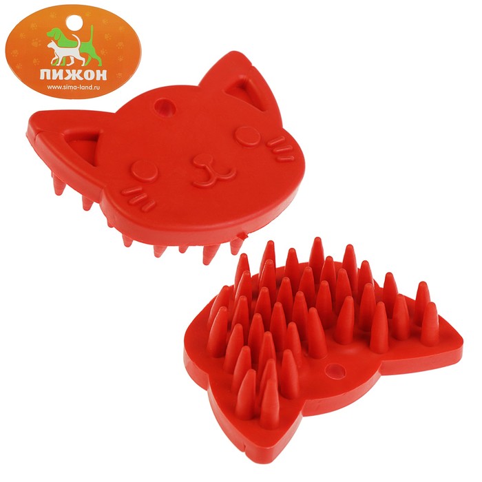 Щетка для шерсти "Кошечка" малая, термопластичная резина, микс цветов