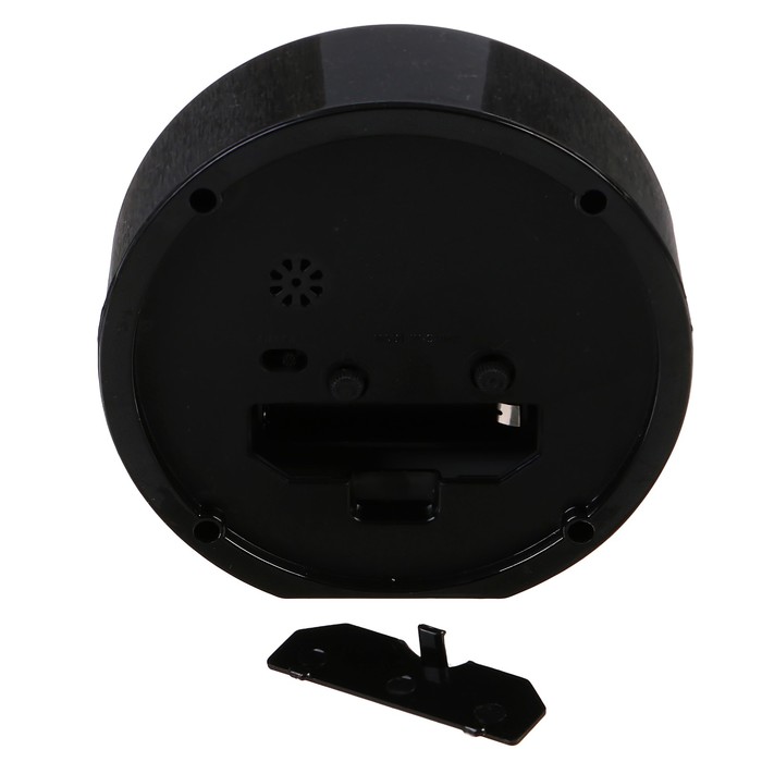 Часы настольные, черные, круг, цифры 4, 8, 12, остальные - отметки, микс, 12*12см