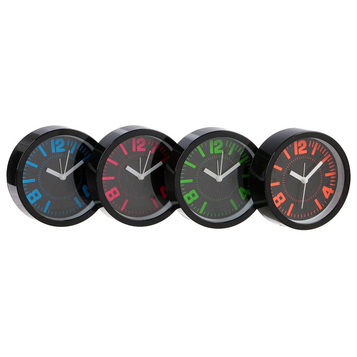 Часы настольные, черные, круг, цифры 4, 8, 12, остальные - отметки, микс, 12*12см