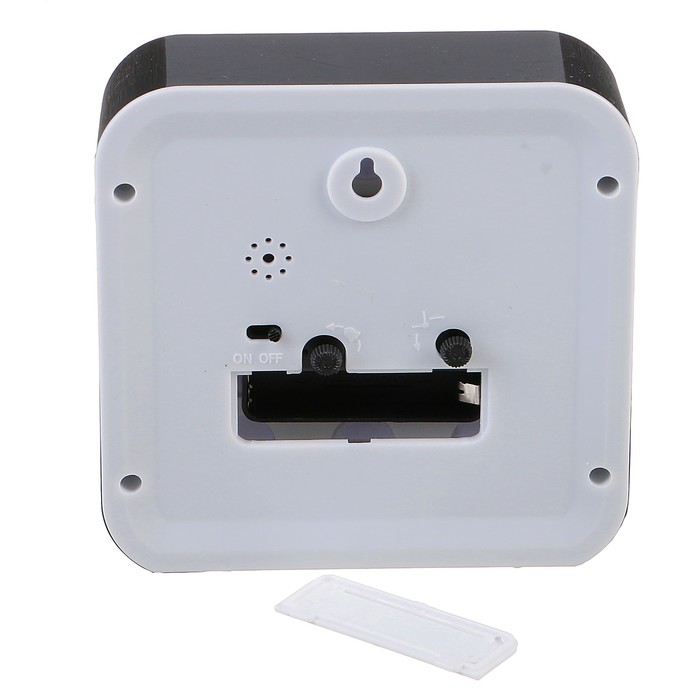 Часы настольные, черные, квадрат, цифры 4, 8, 12, остальные - отметки, микс, 12*12см