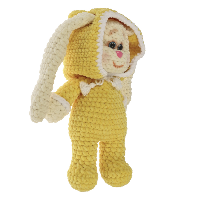 Сувенир вязаный "Заяц в капюшоне" жёлтом, 40 см