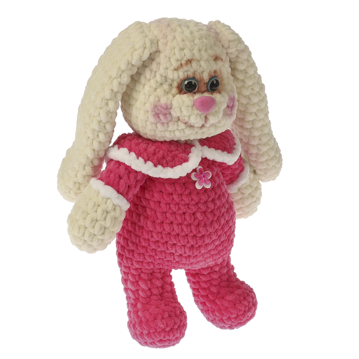 Сувенир вязаный "Заяц без капюшона" в розовом, 30 см