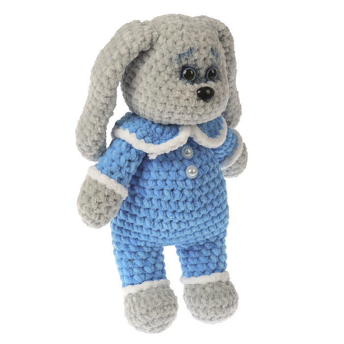 Сувенир вязаный "Заяц без капюшона" в голубом, 30 см