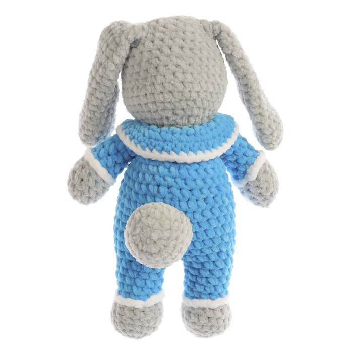 Сувенир вязаный "Заяц без капюшона" в голубом, 30 см