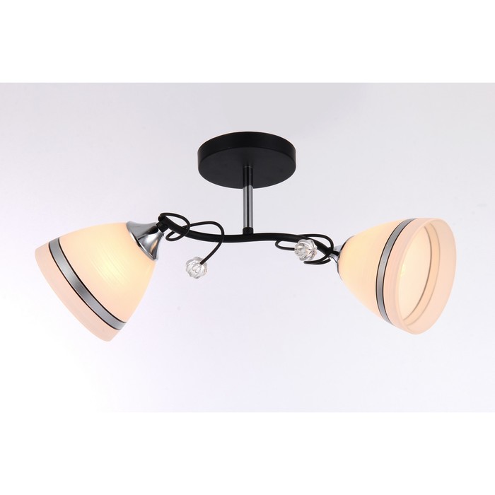 Люстра "Глафира" 2x60Вт E27 черный-хром 30x15x20 см.