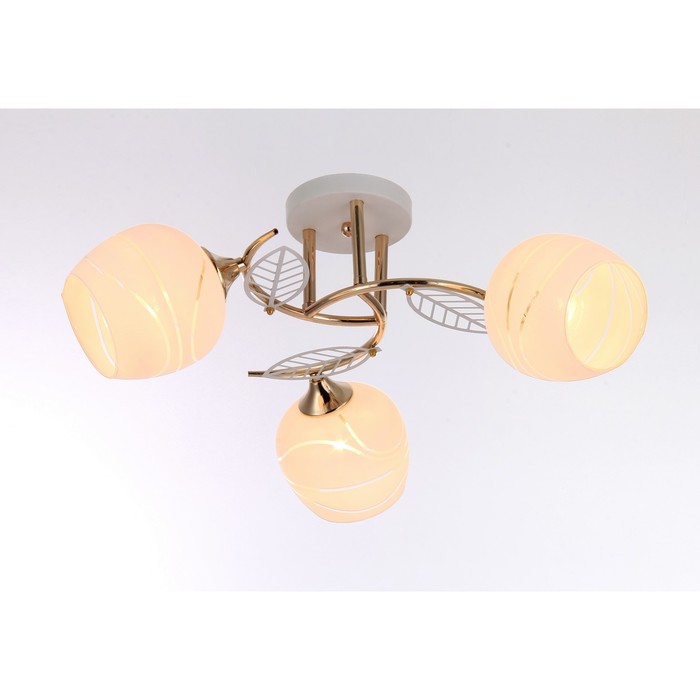 Люстра "Жоржина" 3x60Вт E27 золото-белый 40x40x20 см.