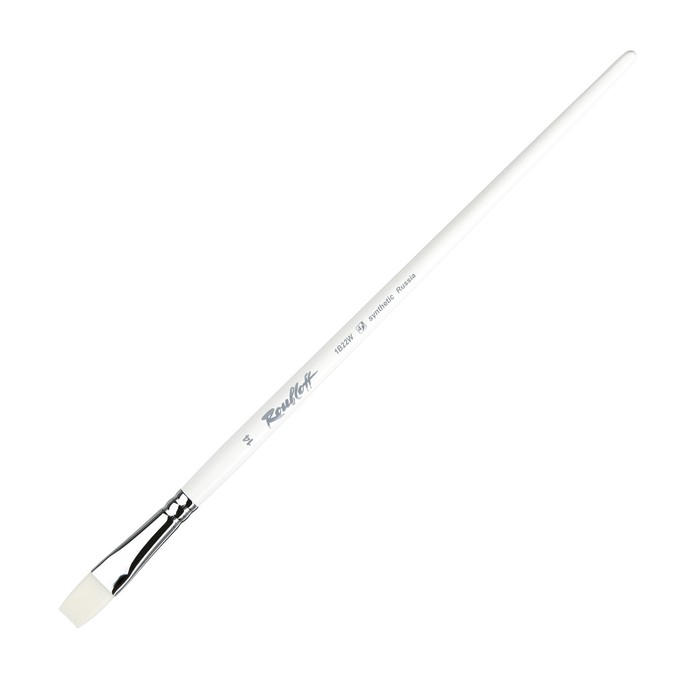 Кисть Синтетика, плоская, Roubloff серия 1B22W № 14, ручка длинная белая, белая обойма