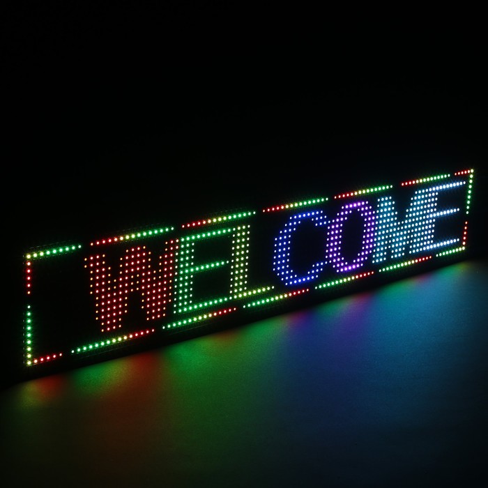 Бегущая строка уличная 1 х 0,2 м, шаг светодиода P10, IP44, 220V, USB, Полноцветная RGB