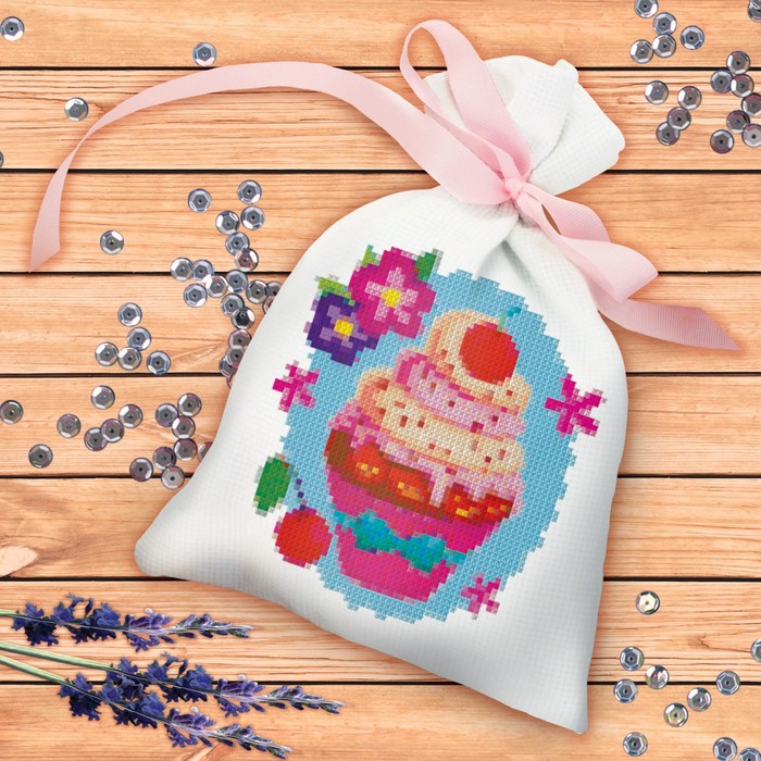 Вышивка крестиком на мешочке "Сладкое настроение", 20 х 30 см