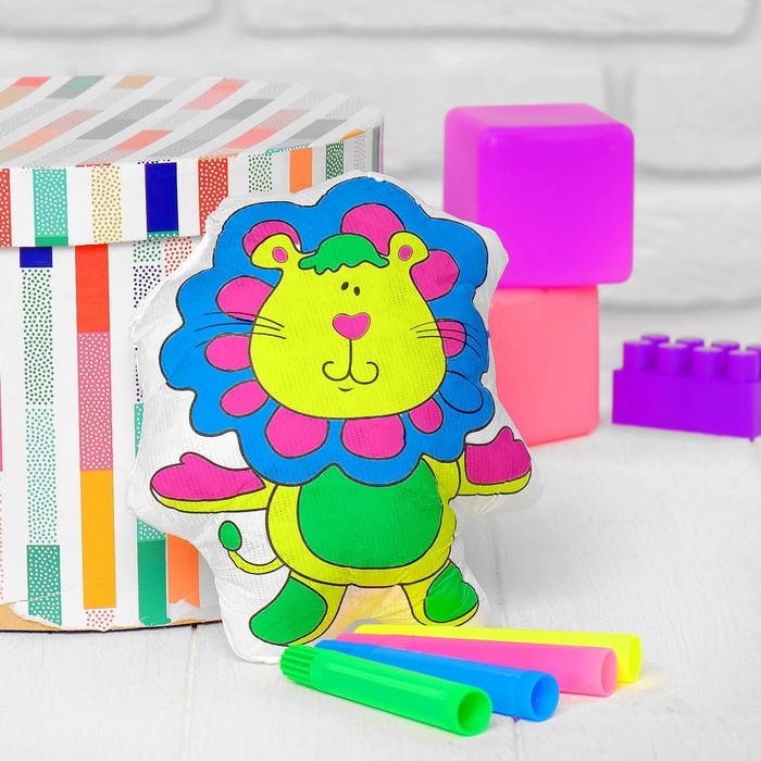 Игрушка-раскраска "Львенок", маркеры 4 цвета, смываются водой