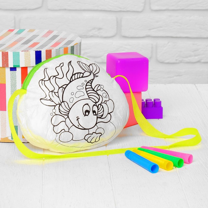 Сумка-раскраска "Рыбка в море", маркеры 4 цвета, смываются водой