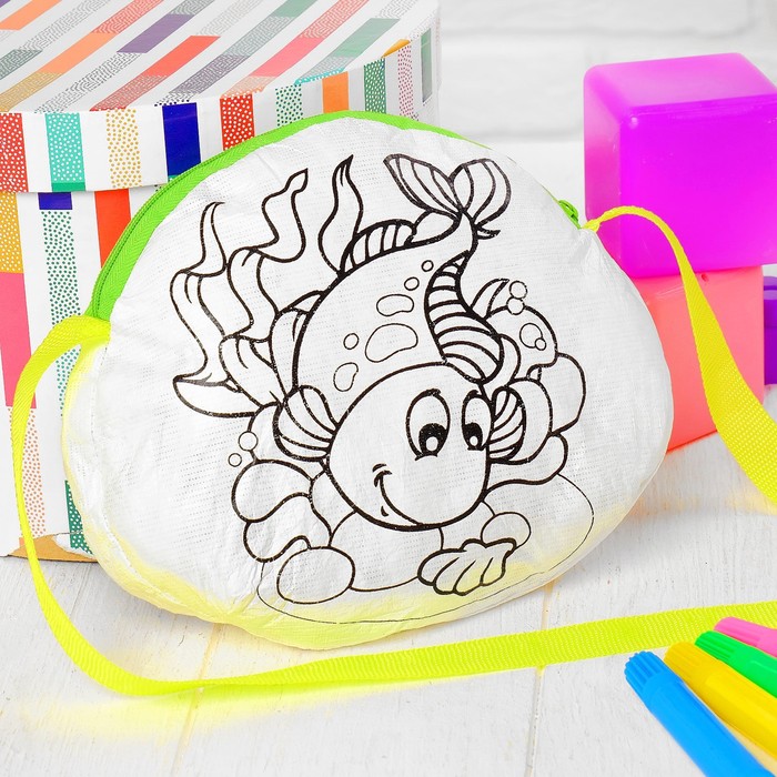 Сумка-раскраска "Рыбка в море", маркеры 4 цвета, смываются водой