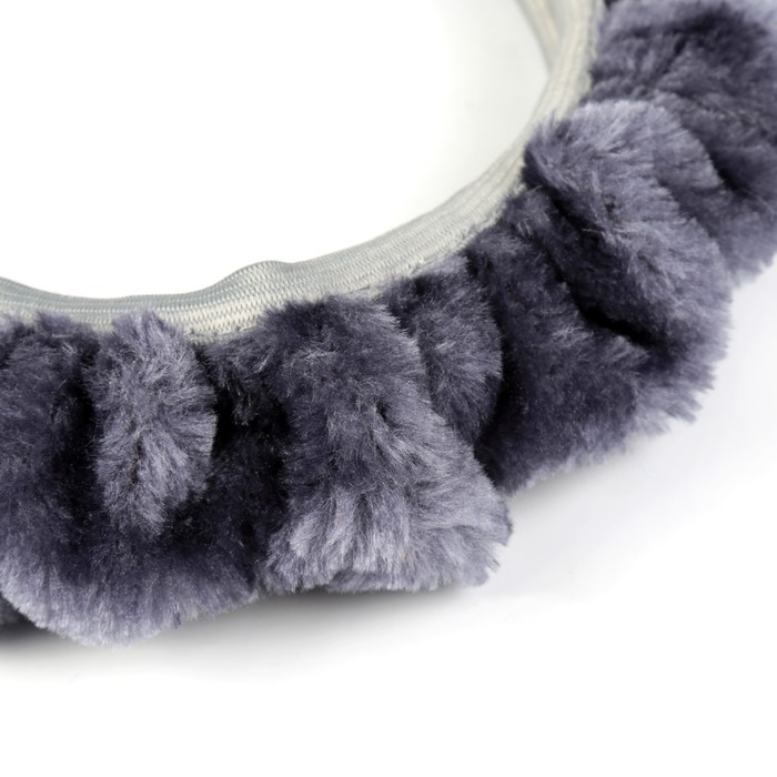 Оплетка на руль меховая мультиразмер, темно серый