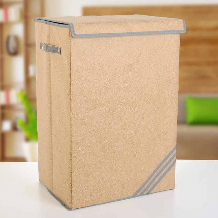 Корзина для белья 30х40х60 см "Цветы", бежевый