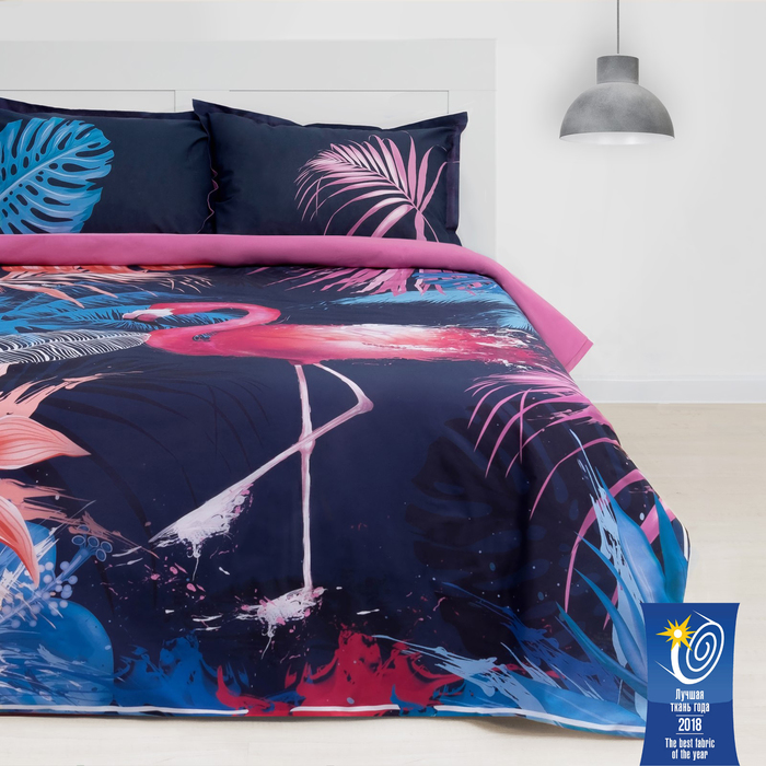 Постельное бельё «Этель» Фламинго, 1,5-сп., 143 × 215 см,150 × 214 см, 50 × 70 (+3) см, 2 шт., ранфорс 111 г/м²