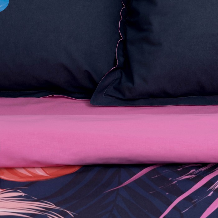 Постельное бельё «Этель» Фламинго, 1,5-сп., 143 × 215 см,150 × 214 см, 50 × 70 (+3) см, 2 шт., ранфорс 111 г/м²