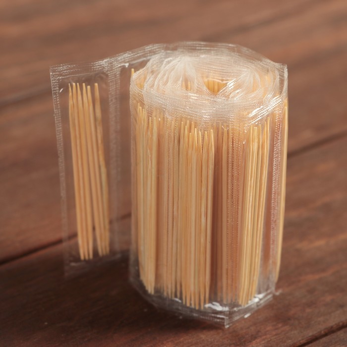 Зубочистки 840-850 шт, фасовка по 6 шт, длина 6,5 см