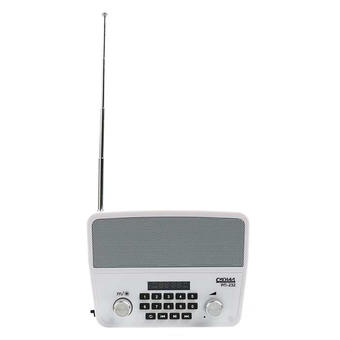 Радиоприемник "Сигнал РП-232", FM-диапазон 88-108МГц, аккумулятор, 220V, USB, SD, AUX