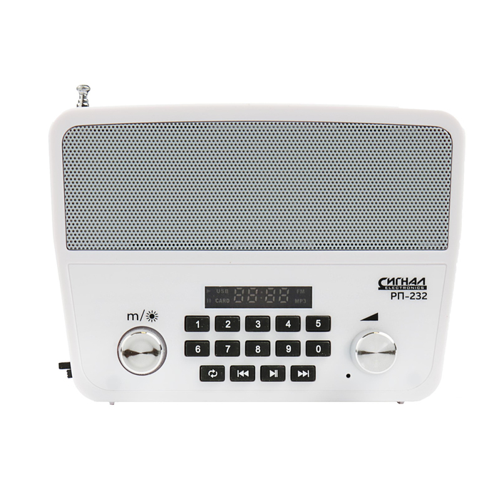 Радиоприемник "Сигнал РП-232", FM-диапазон 88-108МГц, аккумулятор, 220V, USB, SD, AUX