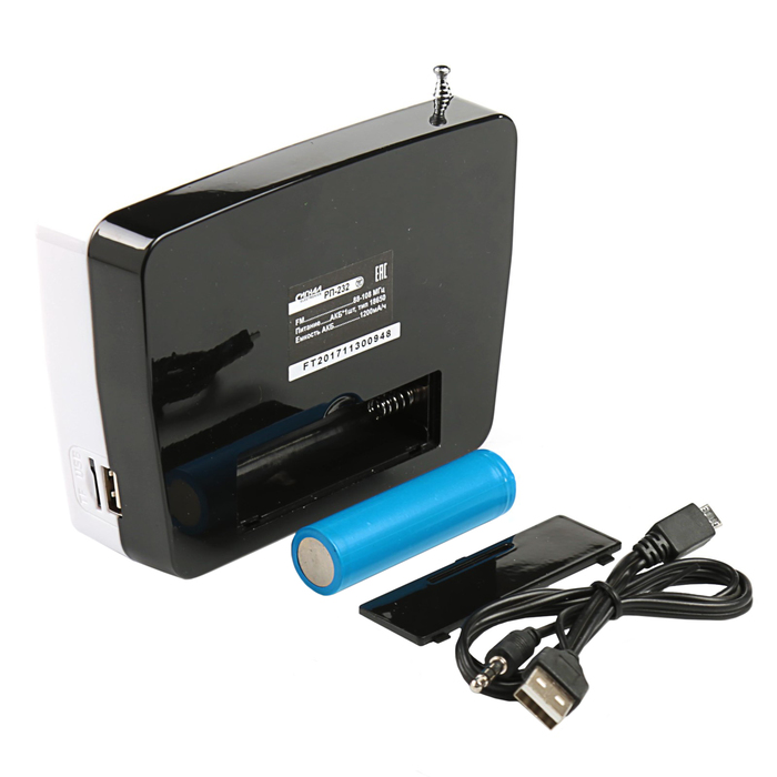 Радиоприемник "Сигнал РП-232", FM-диапазон 88-108МГц, аккумулятор, 220V, USB, SD, AUX