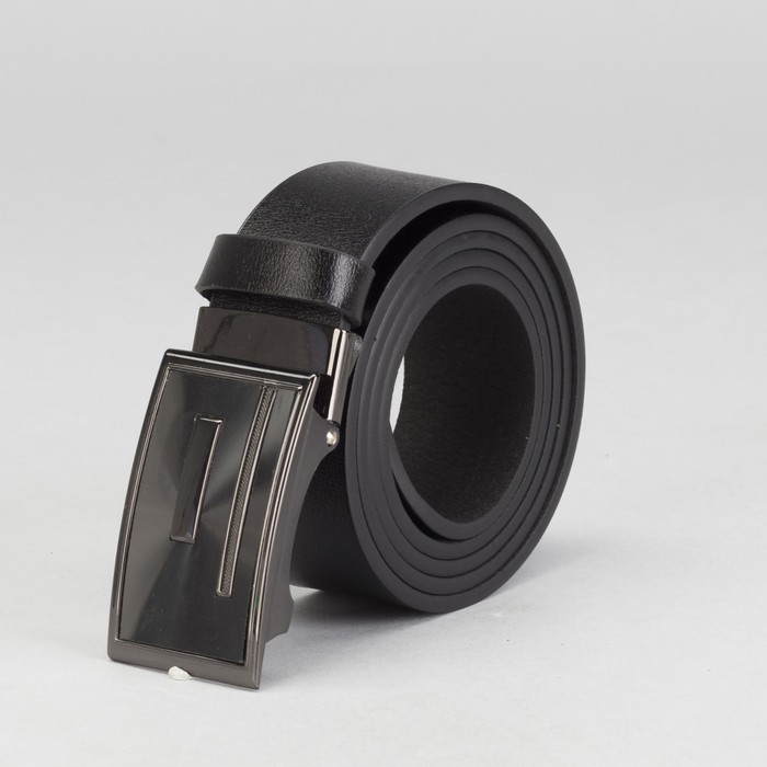 Ремень мужской, гладкий, пряжка зажим микс, ширина - 4 см, цвет чёрный
