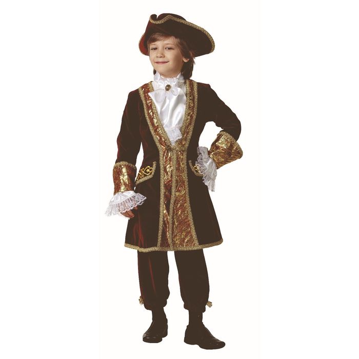 Карнавальный костюм "Вельможа" бордо, бархат и парча, р.36, рост 146 см