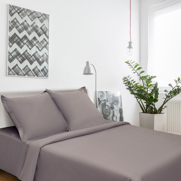 Постельное бельё "Этель" Серый опал дуэт 143х215-2 шт, 220х240, нав. 70х70-2шт, сатин 128 гр/м2