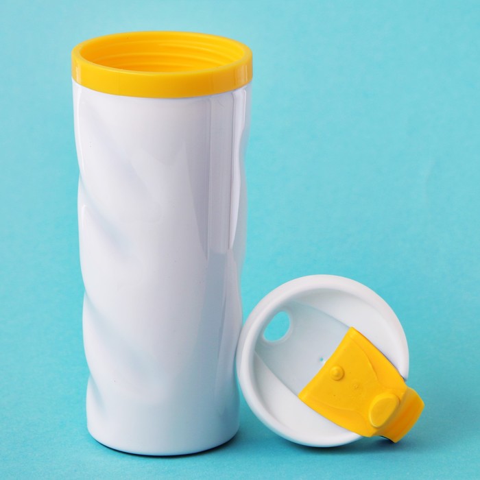 Термостакан бело-жёлтый "Волны", 350 мл