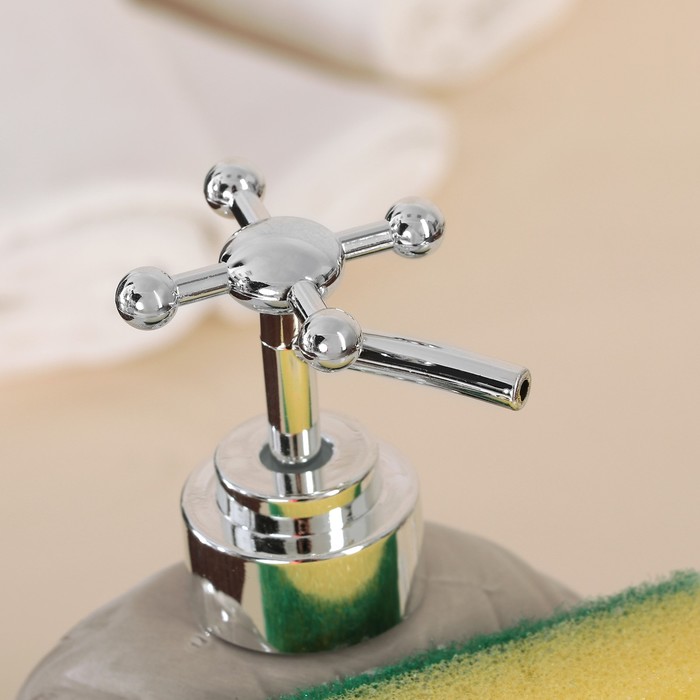 Дозатор для моющего средства 400 мл "Ракушка", с губкой, цвет серый