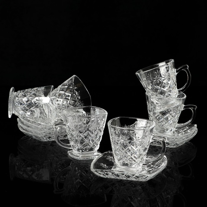 Набор чайный на 6 персон "Мозаика": кружка 9,5х7,3х8,5 см 180 мл, блюдце 11х12 см