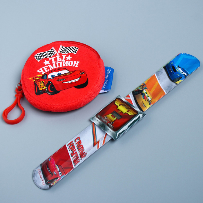 Подарочный набор "Самый крутой!" часы + кошелек, Тачки