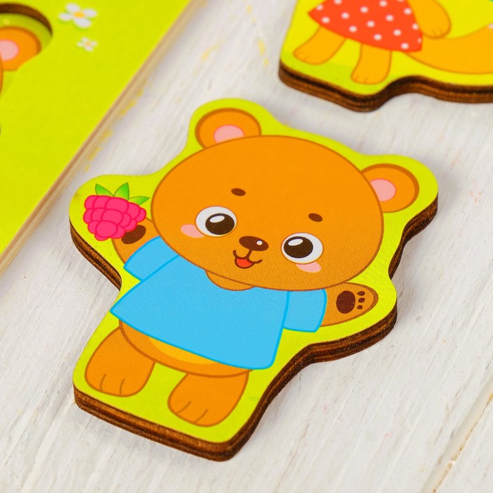 Пазл с элементами рамки-вкладки "Лесные друзья", 15 х 15 см