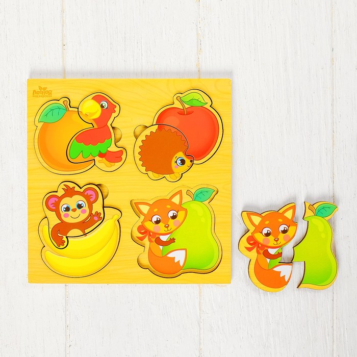 Пазл с элементами рамки-вкладки "Фруктики", 15 х 15 см