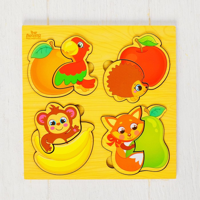 Пазл с элементами рамки-вкладки "Фруктики", 15 х 15 см