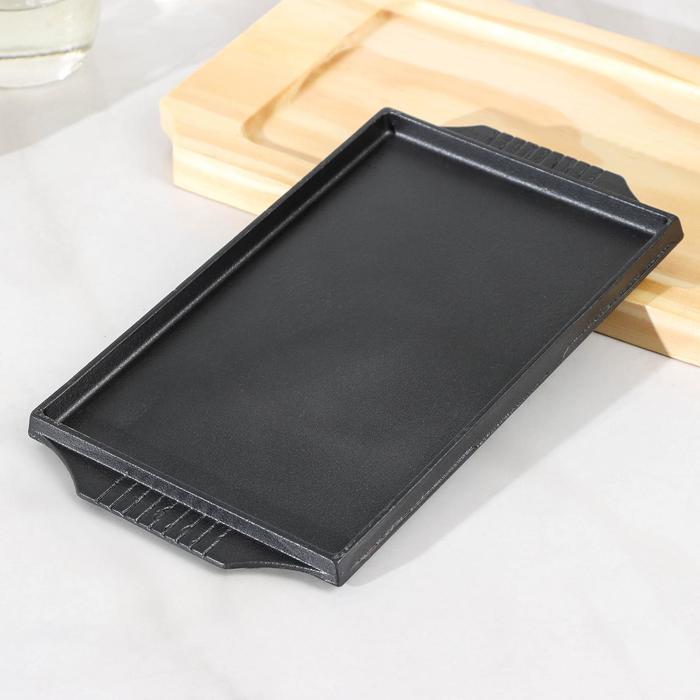 Сковорода 27х14,5 см "Прямоугольник", на деревянной подставке