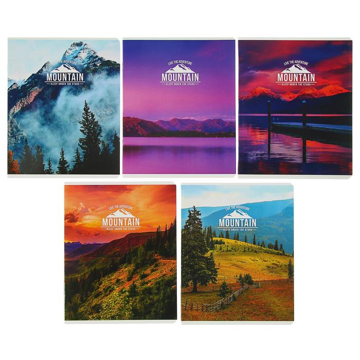 

Тетрадь 40 листов в клетку «Пейзаж: горы», обложка мелованный картон, УФ-лак, блок офсет, МИКС