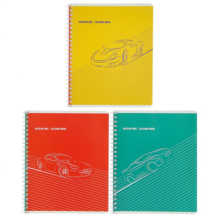 Тетрадь 60 листов клетка на гребне "Силуэт авто", обложка мелованный картон, УФ-лак