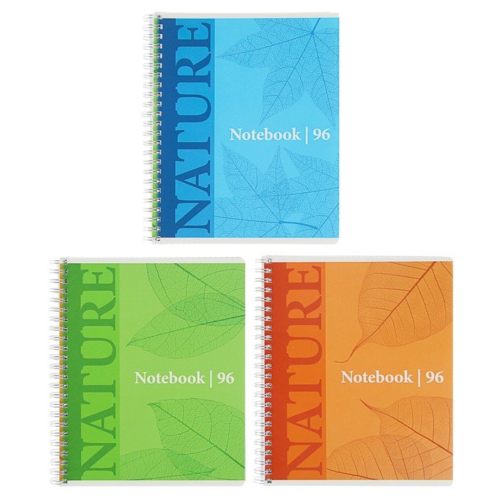 Тетрадь 96 листов клетка на гребне "Разноцветные листья", обложка мелованный картон, выборочный лак