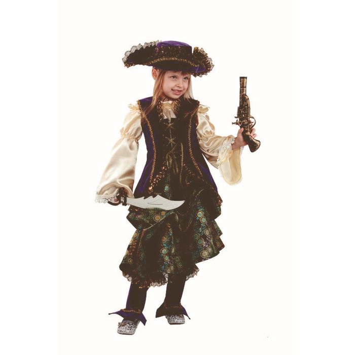 Карнавальный костюм "Капитанша", бархат и парча, р-р 36, рост 140 см