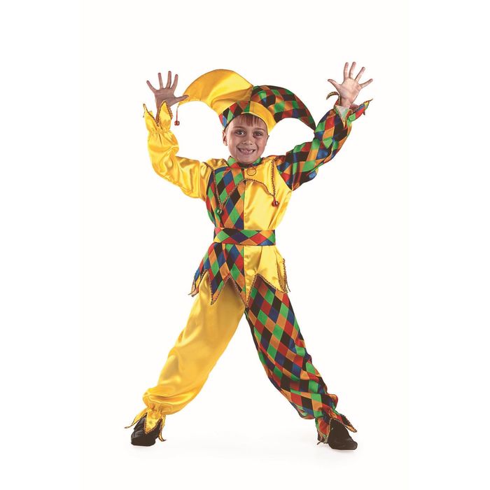 Карнавальный костюм "Шут-Карамболь", текстиль, р.34, рост 128 см