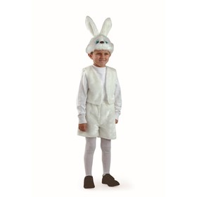 Карнавальный костюм «Заяц белый», мех, маска, жилет, шорты, р. 28, рост 110 см Ош